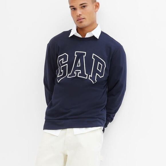 Gap Men's Logo Fleece Navy Sweatshirt Size L - Picture 1 of 7